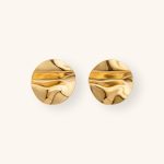 Geometric Stainless Steel Earring Gold Jewelry Earrings Pleated Polished Stud Earrings For Women