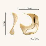 Wholesale Fine Jewelry Chunky Irregular Geometric Shape 18K Gold Plated Brass Stud Earrings for Women Daily Wear - Image 6