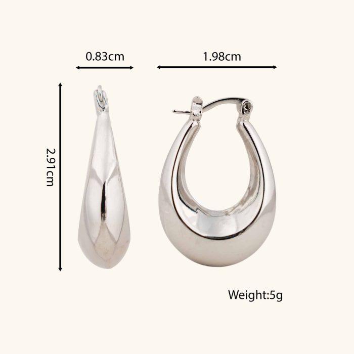 Wholesale High Quality Chunky U Shaped Waterproof Stainless Steel Dainty Hoop Earrings in Silver for Women - Image 6