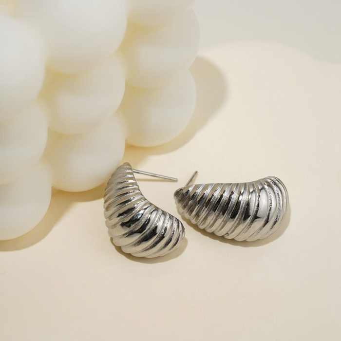 Personalized And Attractive Silver Color Stainless Steel Women'S Stud No Plating Glossy Earrings - Image 2