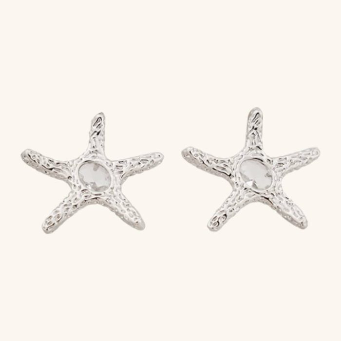 Factory Wholesale Trendy Jewelry Stylish Starfish Shape Brass Stud Earrings for Women Gift - Image 1