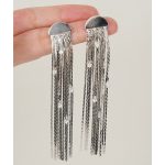 Luxury Trendy Zirconia Diamond Brass Based Dangle Tassel Stud Earrings for Women Events - Image 3