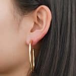 18K Gold Planted Big CC Texture Nontarnish Zinc Alloy Hammer Lava Moon Hoop Earring for Women - Image 4