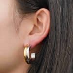 Dual Colors C Shape Fashion Jewelry Earrings Waterproof Stainless Steel 18K Gold Plated Open Hoop Earrings for Women - Image 4