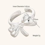 New Arrival Women's Fashionable Brass Ring Resizable Silver Plated with Bowknot Stylish Jewelry - Image 6