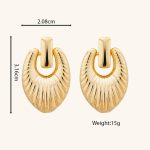 18K Gold Plated Radial Pattern Chunky Textured Brass Pendant Stud Earrings for Women's Statement Fashion Jewelry - Image 6