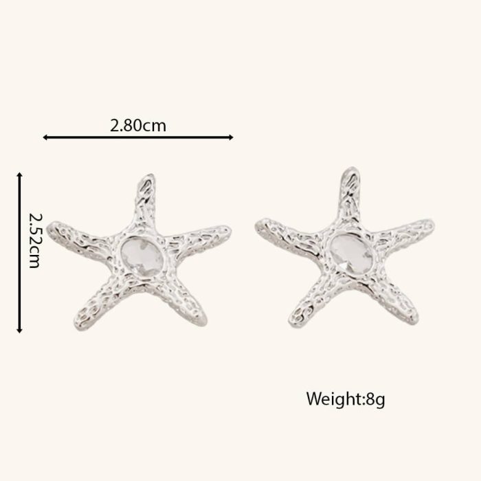 Factory Wholesale Trendy Jewelry Stylish Starfish Shape Brass Stud Earrings for Women Gift - Image 6