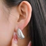 Personalized And Attractive Silver Color Stainless Steel Women'S Stud No Plating Glossy Earrings - Image 4