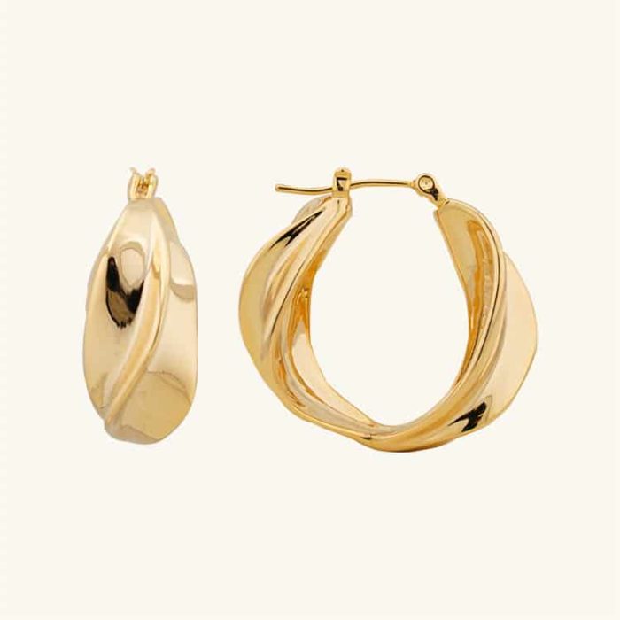 Fashionable Costume Jewelry Chunky Twisted 18K Gold Plated Brass Hoop Earrings Hyperbole Geometric Vintage Earrings for Women - Image 1