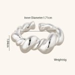Light Luxury Silver Plated Fashion Rings Rope Twisted and Chunky Textured Adjustable Ring - Image 6