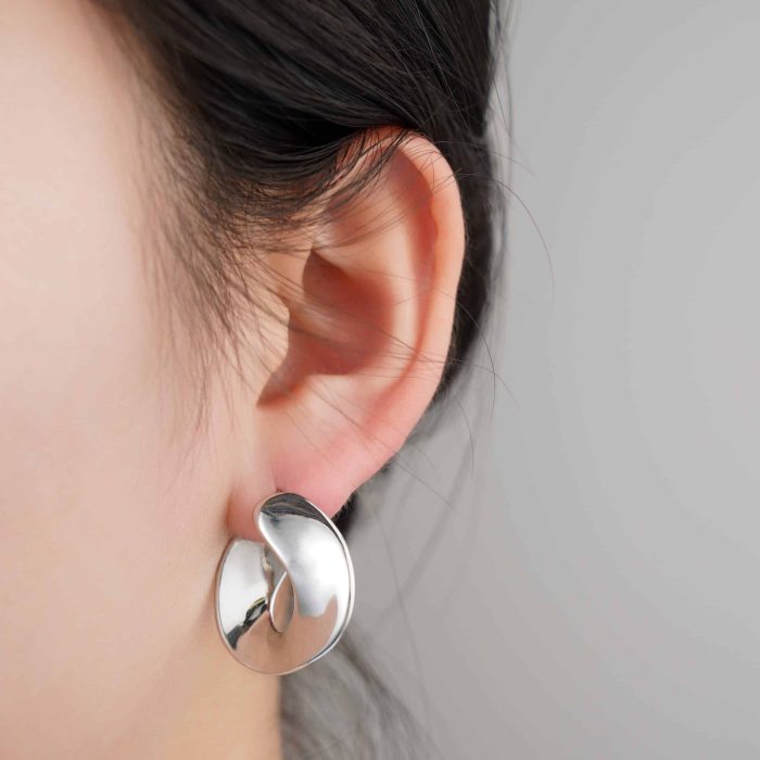 2024 New Minimalist Design Chunky Twisted Palladium Plated Brass Hoop Earrings for Ladies Jewelry - Image 4