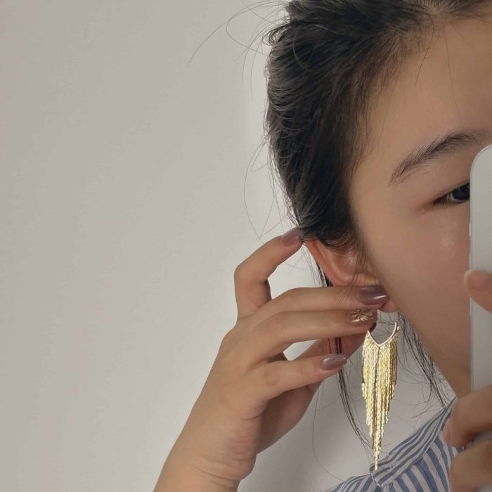 Factory Wholesale Earrings 18K Gold Plated Brass Dangle Tassel Earrings for Women Jewelry - Image 3