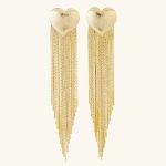 New Arrival Vintage Heart Shape Brass Dangle Earrings 18K Gold Plated Tassel Earrings for Women