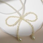 Fashion Vintage Design Jewelry Full Beaded Imitation Pearl Knot Bow Shape Pendent Necklace Women's Gift - Image 5
