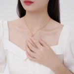 Minimalist Design Stainless Steel Fashion Accessory Waterproof with 18K Gold Plating Tempered Knot Bow Pendant Necklace - Image 5
