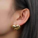 Various Good Quality Gold Plated Twisted Textured Heart Shape Alloy Classy Stud Earrings - Image 4