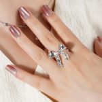 Factory Pricing Fashionable Jewelry Women's Hammered Knot Bow Silver Plated Brass Personality Ring - Image 2