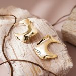 Wholesale Fine Jewelry Chunky Irregular Geometric Shape 18K Gold Plated Brass Stud Earrings for Women Daily Wear - Image 2