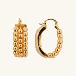 Fashion Jewelry Wholesale 18K Gold Plated 3 Layers Beads Brass Hoop Earrings for Women