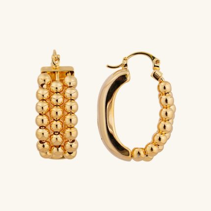 Fashion Jewelry Wholesale 18K Gold Plated 3 Layers Beads Brass Hoop Earrings for Women