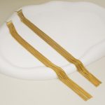 Temperament Brass Gold Color Extra Long Tassel Drop Earrings Women Statement Jewelry - Image 4