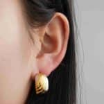 Reliable Quality Wholesale Jewelry Stainless Steel Women Anti Tarnish Gold Plated Women Statement Stud Earrings - Image 4