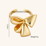 Factory Wholesale 18K Gold Plated Brass Jewelry Women's Chunky Polished Knot Bow Adjustable Fashion Ring - Image 6