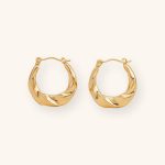 Fashion Jewelry Wholesale 18K Gold Plated Twisted Art Classic Vintage Stainless Steel Hoop Earrings for Women