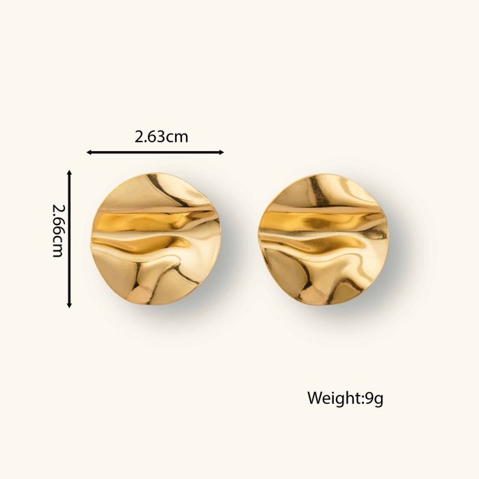 Geometric Stainless Steel Earring Gold Jewelry Earrings Pleated Polished Stud Earrings For Women - Image 2