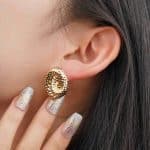 Chunky Spiral Hammered Zinc Alloy Fashion Earrings Gold Plated Vintage Statement Stud Earrings for Women Wholesale Bulk - Image 3