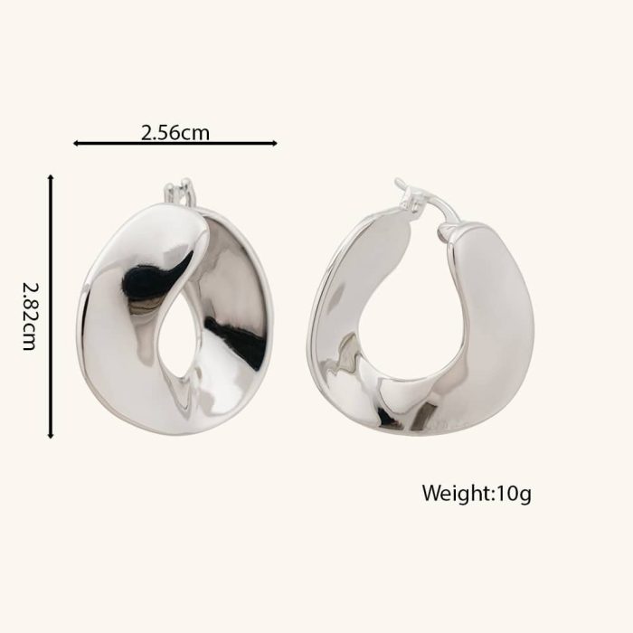 2024 New Minimalist Design Chunky Twisted Palladium Plated Brass Hoop Earrings for Ladies Jewelry - Image 6
