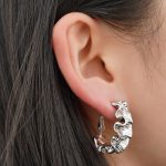 Fashion New Geometric Texture Jewelry Plated Ribbon Silver Color Fashion Charm Unusual Earrings Women - Image 3