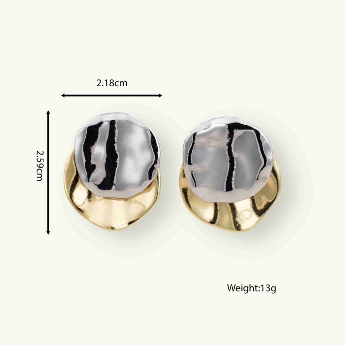 Wholesale Fashion Accessories Two Layers Clip Earrings Dual Plated Colors Brass Based Women's Stud Earrings - Image 5