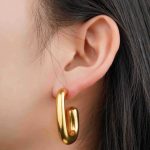 Fashion Waterproof Women Jewelry 18K Gold Plated Stainless Steel Stud Earrings Tarnish free Irregular C Shape Earrings for Girls - Image 4