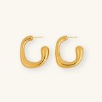 Fashion Waterproof Women Jewelry 18K Gold Plated Stainless Steel Stud Earrings Tarnish free Irregular C Shape Earrings for Girls