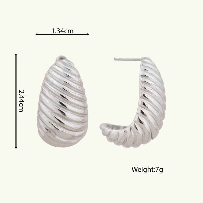 Wholesale Vintage Waterproof Stainless Steel Jewelry Stud Earring For Women's Stripes Jewelry Earrings - Image 6