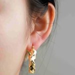 Vintage Big Circle Jewelry Twisted Brass Based 18K Gold Plating Hoop Earrings - Image 4