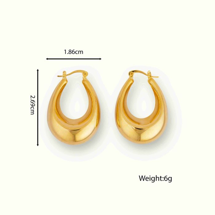 Factory Wholesale Proper Price Stainless Steel 18K Gold Plated Design In Chunky Hoop Earrings For Women - Image 6
