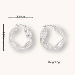 Retro Irregular hoop earrings silver wave shape earrings fashion personalized alloy earrings for women - Image 3
