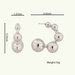 Wholesale Fine Quality Fashion Vintage Beads Jewelry Palladium Plated Brass Half Hoop Earrings with Stud for Women - Image 6