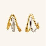 Hot Sale Dual Plated Colors Fashion Jewelry Minimalist Claw Shape Brass Based Stud Earrings for Women