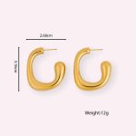 Fashion Waterproof Women Jewelry 18K Gold Plated Stainless Steel Stud Earrings Tarnish free Irregular C Shape Earrings for Girls - Image 6