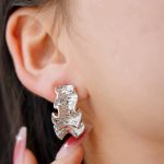 Fashion New Geometric Texture Jewelry Plated Ribbon Silver Color Fashion Charm Unusual Earrings Women - Image 4