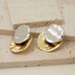 Wholesale Fashion Accessories Two Layers Clip Earrings Dual Plated Colors Brass Based Women's Stud Earrings
