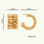 Wholesale High Quality Vintage Inspired 18K Gold Plated Brass Hoop Earrings With Stud for Women Jewelry - Image 5