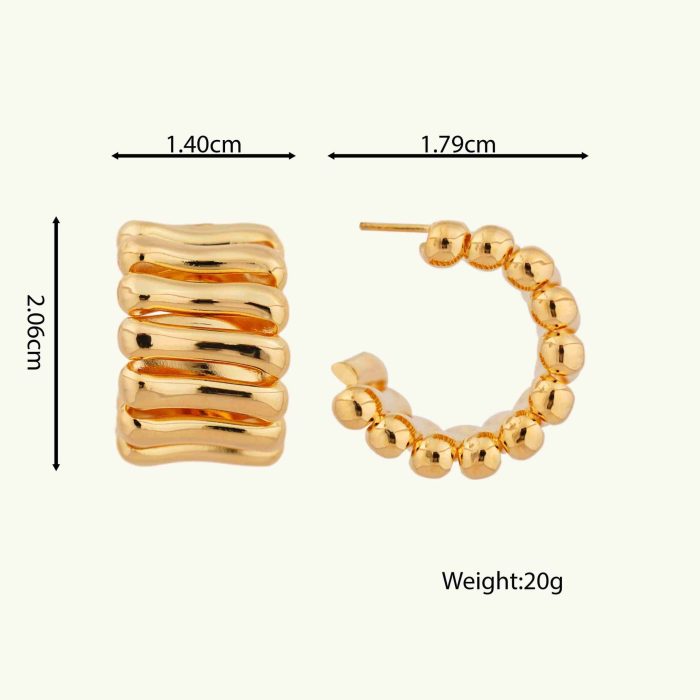Wholesale High Quality Vintage Inspired 18K Gold Plated Brass Hoop Earrings With Stud for Women Jewelry - Image 5