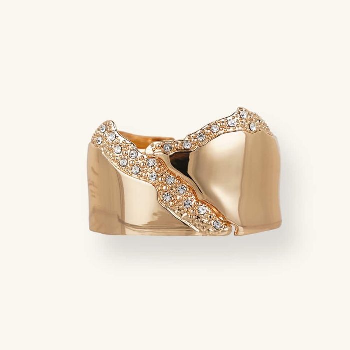 Factory Wholesale Proper Price Stainless Steel Bangle 18K Gold Plated Wide Cuff Bracelet With Stone - Image 1