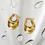 Factory Wholesale Proper Price Stainless Steel 18K Gold Plated Design In Chunky Hoop Earrings For Women - Image 2