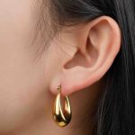 Factory Wholesale Proper Price Stainless Steel 18K Gold Plated Design In Chunky Hoop Earrings For Women - Image 4