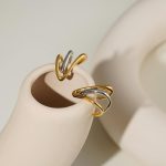Hot Sale Dual Plated Colors Fashion Jewelry Minimalist Claw Shape Brass Based Stud Earrings for Women - Image 2